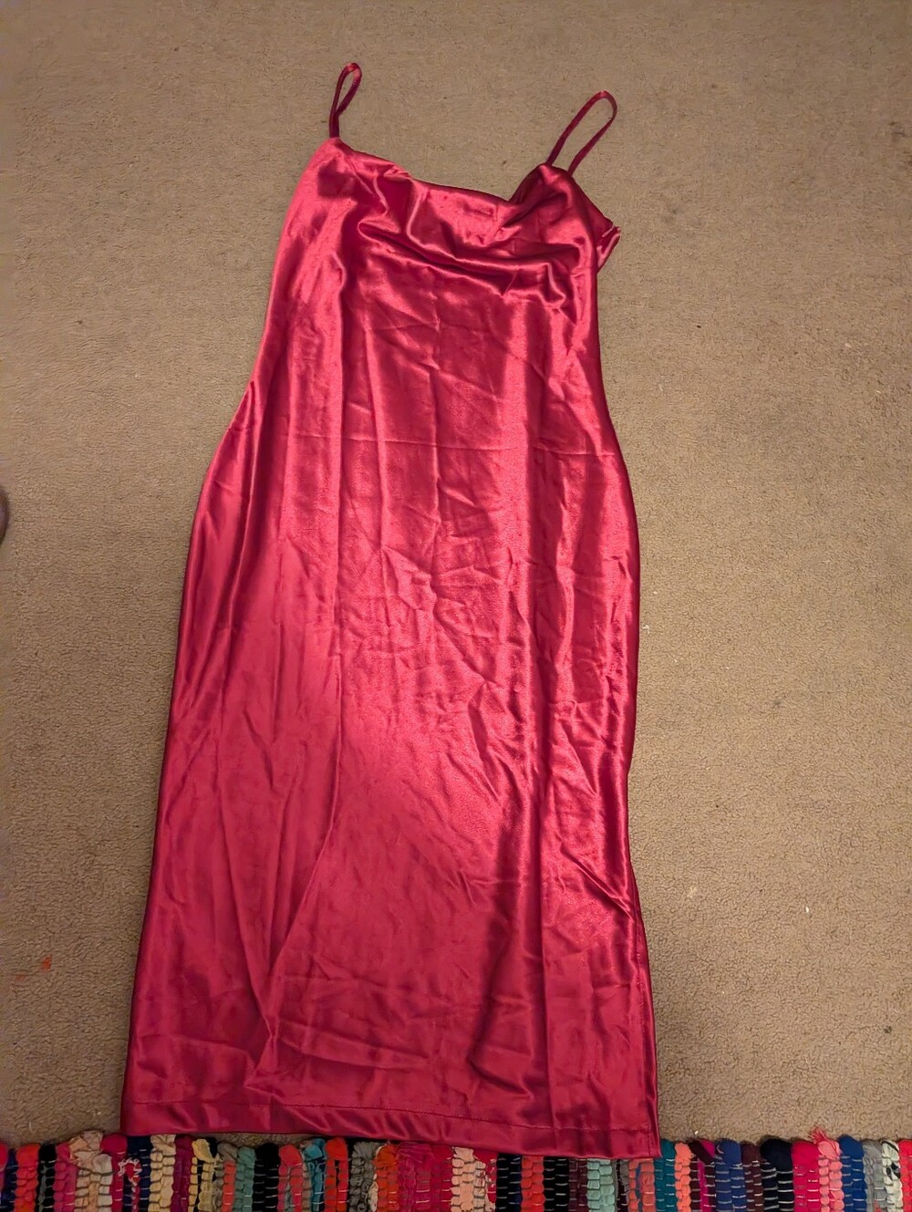 Satin Slip Dress in Deep Raspberry Pink